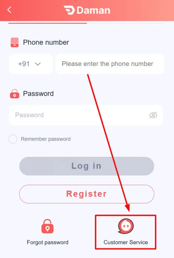 Scrolling down to find Customer Service button